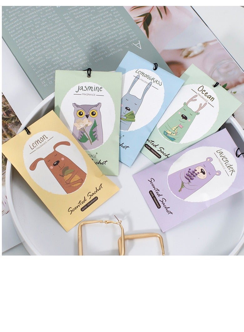 Ocean Sachet 1 Box 12Pcs Cartoon Design Sachet Scent Drawer Freshener Car Fragrance Pendant Lasting Fragrance Deodorizer Freshener for Drawers and Closets Home Car Fragrance Product