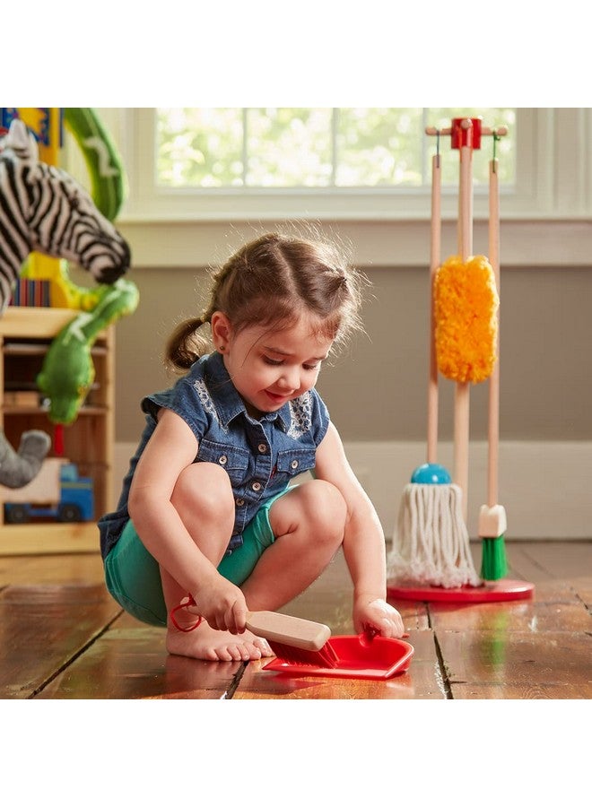 Let'S Play House Dust! Sweep! Mop! 6 Piece Pretend Play Set Toddler Toy Cleaning Set Pretend Home Cleaning Play Set Kids Broom And Mop Set For Ages 3+