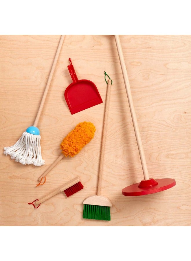 Let'S Play House Dust! Sweep! Mop! 6 Piece Pretend Play Set Toddler Toy Cleaning Set Pretend Home Cleaning Play Set Kids Broom And Mop Set For Ages 3+