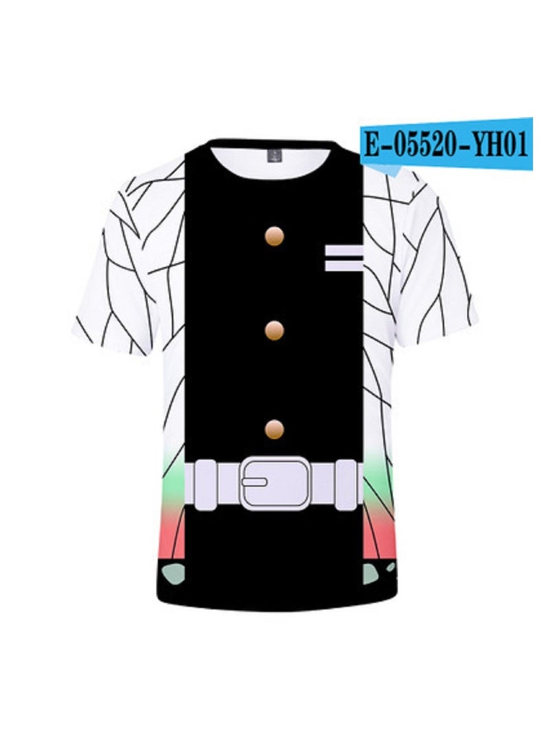 3D Digital Printed Cardigan Short Sleeved Top Cosplay Suit