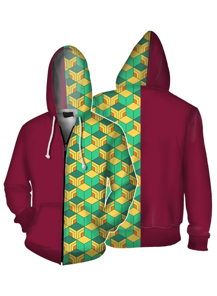 Ghost Killing Blade Kitchen Gate Charcoal Jilang 3D Hooded Sweater