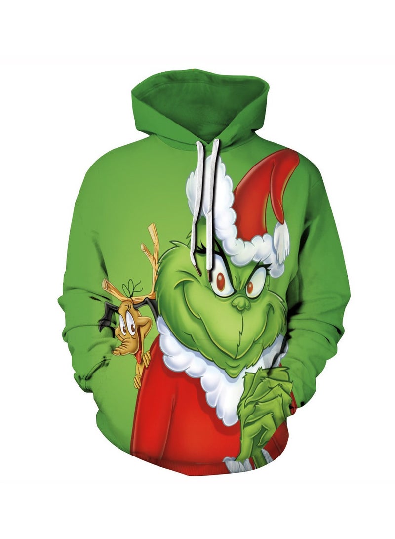 Green Fur Monster Grinch 3D Digital Printed Hoodie
