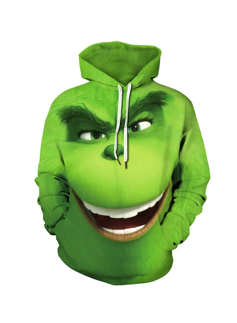Green Fur Monster Grinch 3D Digital Printed Hoodie
