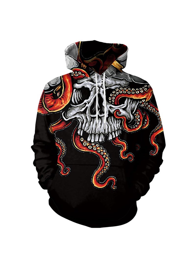 Single Piece 3D Digital Printed Loose Hooded Sweater