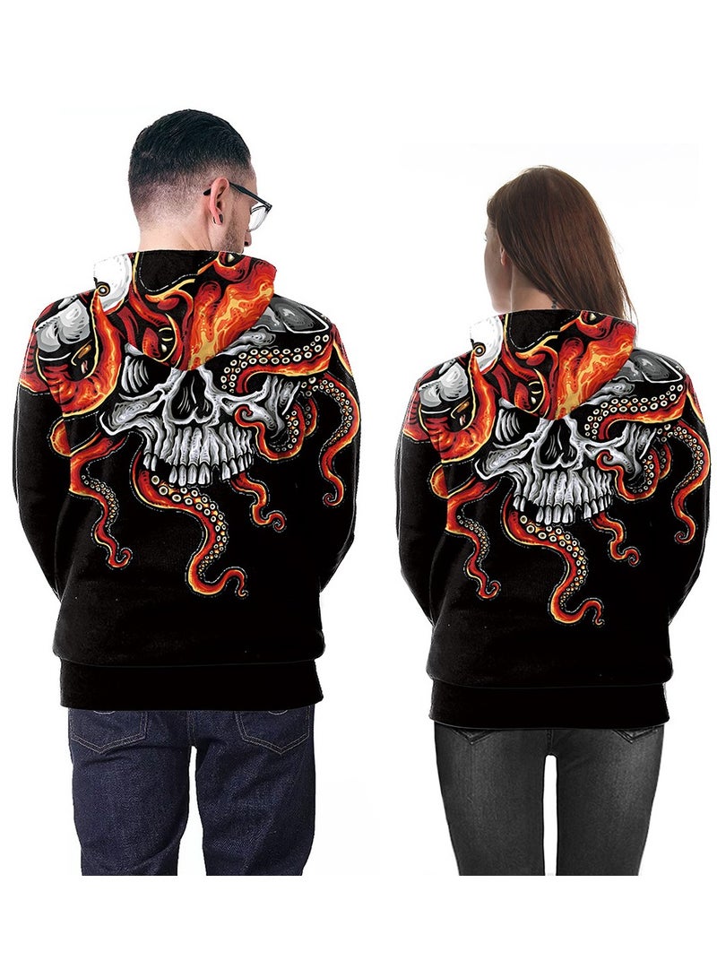 Single Piece 3D Digital Printed Loose Hooded Sweater