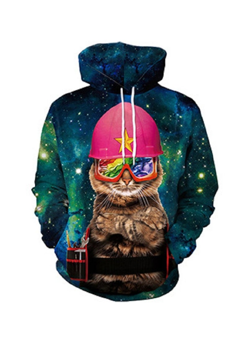 3D Digital Printed Hooded Long Sleeved Women's Sweater