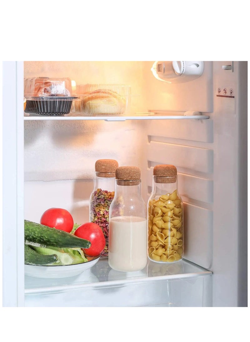 Borosilicate Glass Storage Jar with Cork Lid-Cork Stopper 750 ML (Pack of 3)