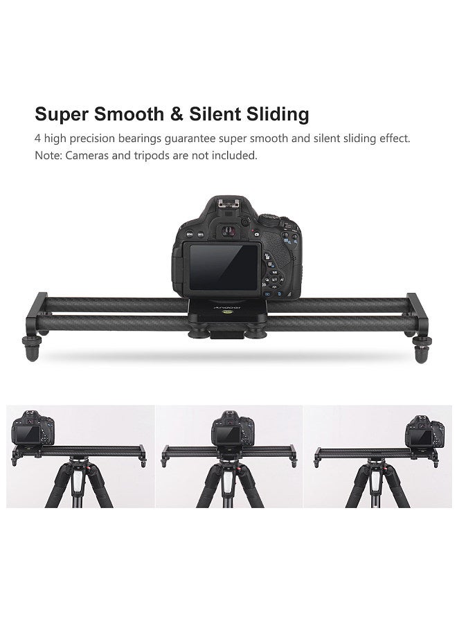 Andoer 40cm/ 15inch Carbon Fiber Camera Track Slider Video Stabilizer Rail with Mini Ballhead Phone Clamp for DSLR Camera Camcorder DV Film Photography Accessory Max. Load Capacity 5kg/ 11Lbs