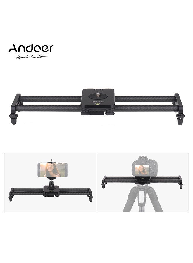 Andoer 40cm/ 15inch Carbon Fiber Camera Track Slider Video Stabilizer Rail with Mini Ballhead Phone Clamp for DSLR Camera Camcorder DV Film Photography Accessory Max. Load Capacity 5kg/ 11Lbs