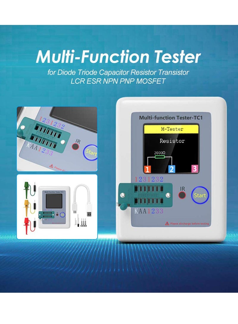 Transistor Meter, LCR-TC1 Multi-Function Capacitance Resistance ESR Tester, 1.8
