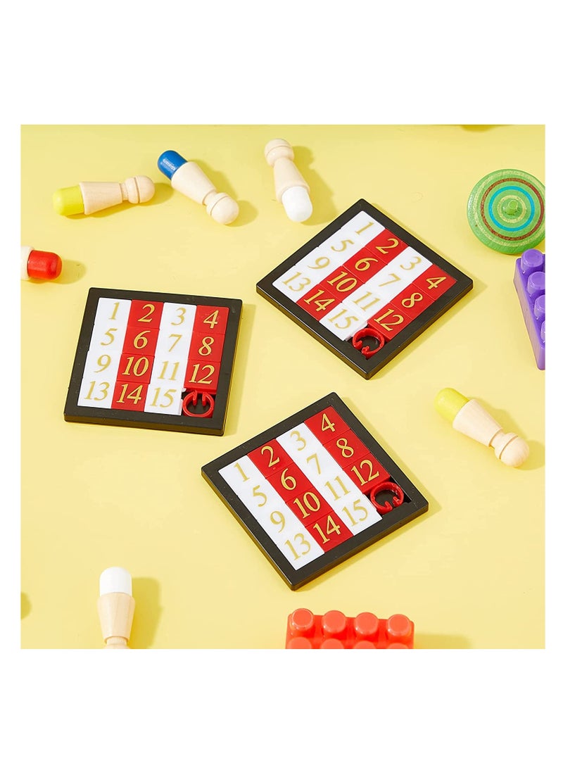 Number Slide Puzzles, 15 Puzzle Slide Game Number Slide Brain Teaser, IQ Educational Learning Tool, Number Learning Educational Toys for Party Favor, 2.6 x 2.6 Inch, 12 Pcs