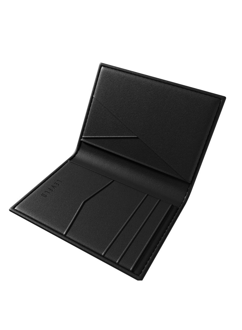 Levelo Bifold Genuine Leather Pocket Organizer - Black