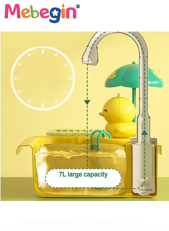 2 in 1 Toy Sink Playset, Large-capacity Play Sink with Running Water, Kitchen Sink Toys with Upgraded Faucet, Pretend Kitchen Playset with Rich Accessories, Kids Role Play Dishwasher Toy, Creative Duck Fishing Toys, Ideal Gift for Kids Aged 3+