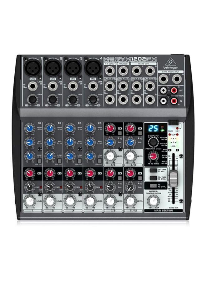 Premium 12-Input 2-Bus Mixer With Multi-FX Processor 1202FX Grey/Red/Blue