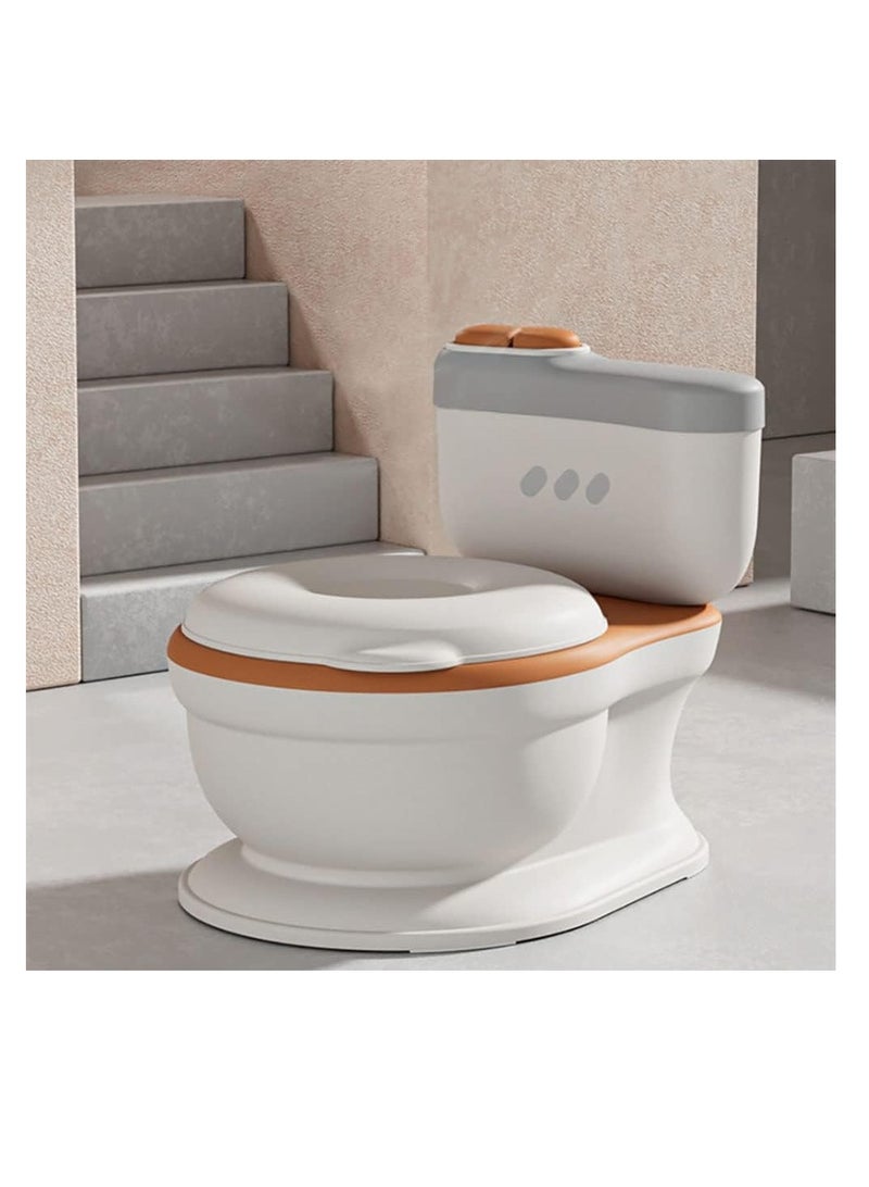 Portable Child Potty Training Seat Realistic Training Toilet Looks and Feels Like an Adult Toilet, Is Suitable for Toddlers and Children, and Is Easy to Empty and Clean (Orange)