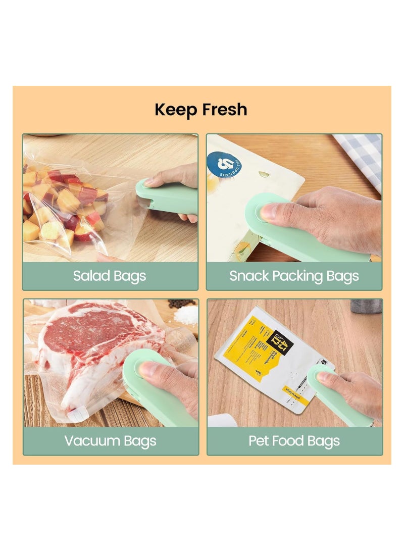 Mini Bag Sealer,2 in 1 Heat Sealer with Cutter for Snacks, Rechargeable Handheld Plastic Bag Resealer, 2 Gear Adjustment Portable Magnetic Mini Bag Sealer, Sellador de Bolsas Plasticas