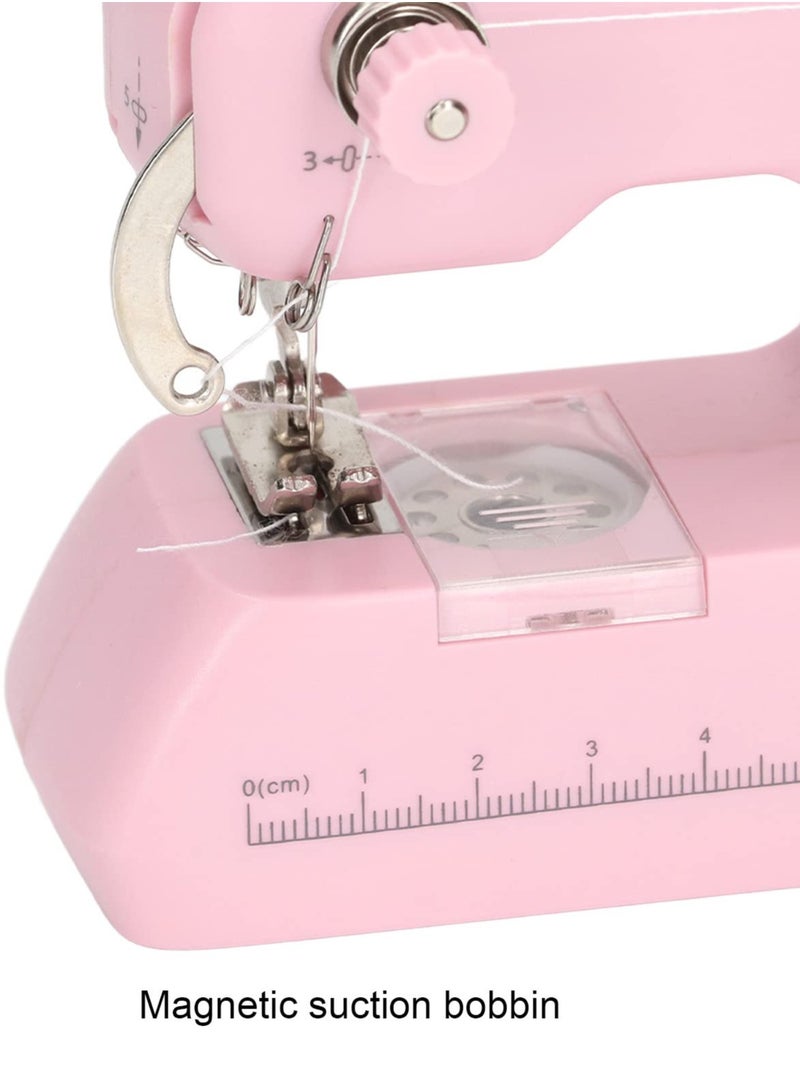 Handheld Sewing Machine, Portable Mini Sewing Machine, Machine Electric Stitch Tool, Electric Sewing Machine with Sewing Accessories, Suitable for Clothing, Curtains, Denim, Leather (Pink)