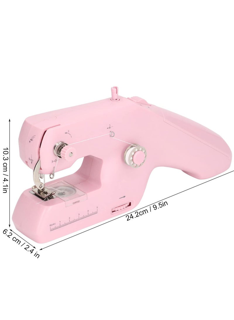 Handheld Sewing Machine, Portable Mini Sewing Machine, Machine Electric Stitch Tool, Electric Sewing Machine with Sewing Accessories, Suitable for Clothing, Curtains, Denim, Leather (Pink)