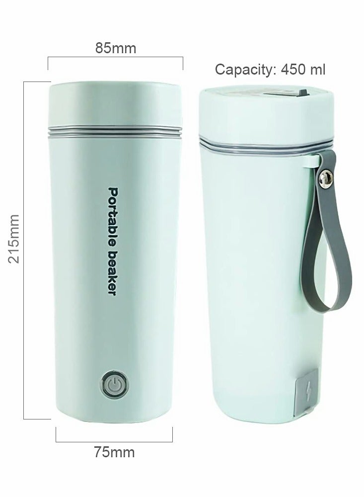 Portable Electric Kettle, Stainless Steel Liner Travel Electric Cup Home Mini Heating Teapot Fast Cooking Single Cup Water Heater 350ml Hot Water Bottle (light Green)