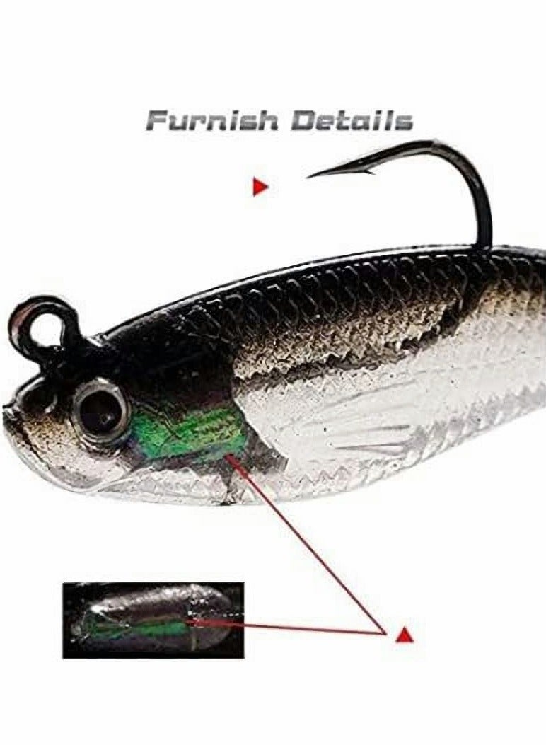 Fishing Lure Set 8 cm Soft Bait Head Sea Fish Lures Fishing Tackle Sharp Treble Hook T Tail Artificial Bait,Lifelike Bass Fishing Lure for Saltwater and Freshwater-5PCS