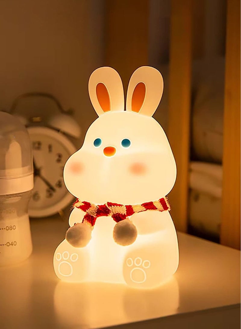 Bunny Kids Night Light, 7 Color Changing Tap Control Kawaii Lamp with Soft Silicone, Room Decor, USB Rechargeable, Cute Lamp Gifts for Baby, Children, Toddlers, Teen Girls