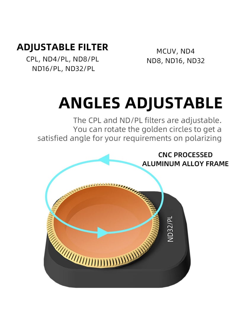 ND Lens Filter Set for DJI Mini 3 Pro, 6 Piece UV Filter Multi-Coated Filter Camera Lens Drone Camera Lens Accessories, Adjustable Ultra-Light Filter (MCUV + CPL ND4 + ND8 + ND16 + ND32)