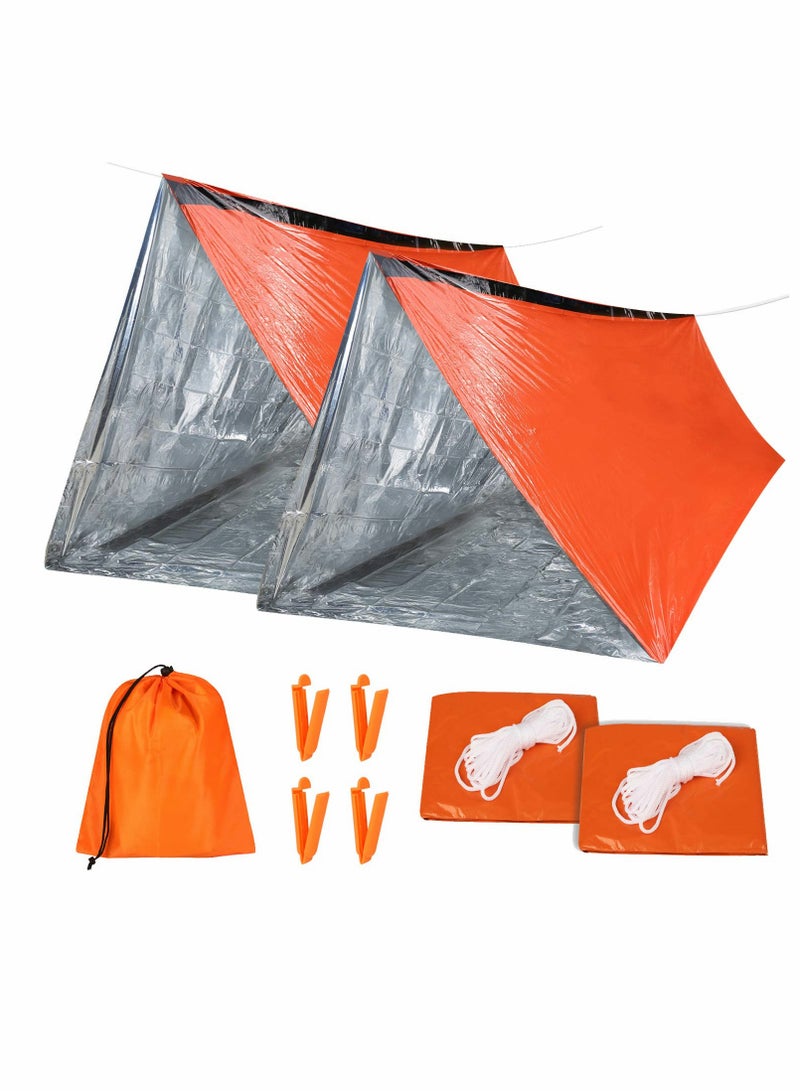 Emergency Tent, 2 Set Survival Emergency Shelter, 2 Person, Resistant and Ultra Lightweight Life Tent