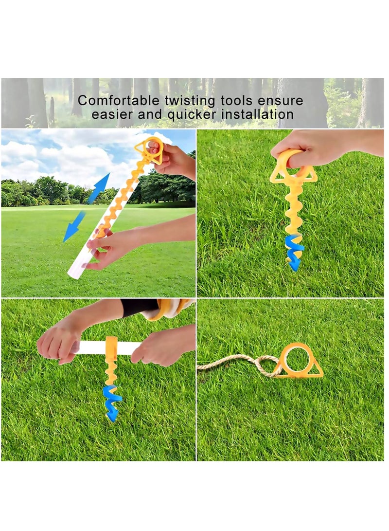 Tent Pegs Beach Stakes for Canopy Screw Ground Anchor Nail Plastic Tent Stakes Bounce House Stakes Heavy Duty Camping Stakes for Camping, Rain Tarps, Hiking, Gardening (28cm×7cm) 4 Pcs