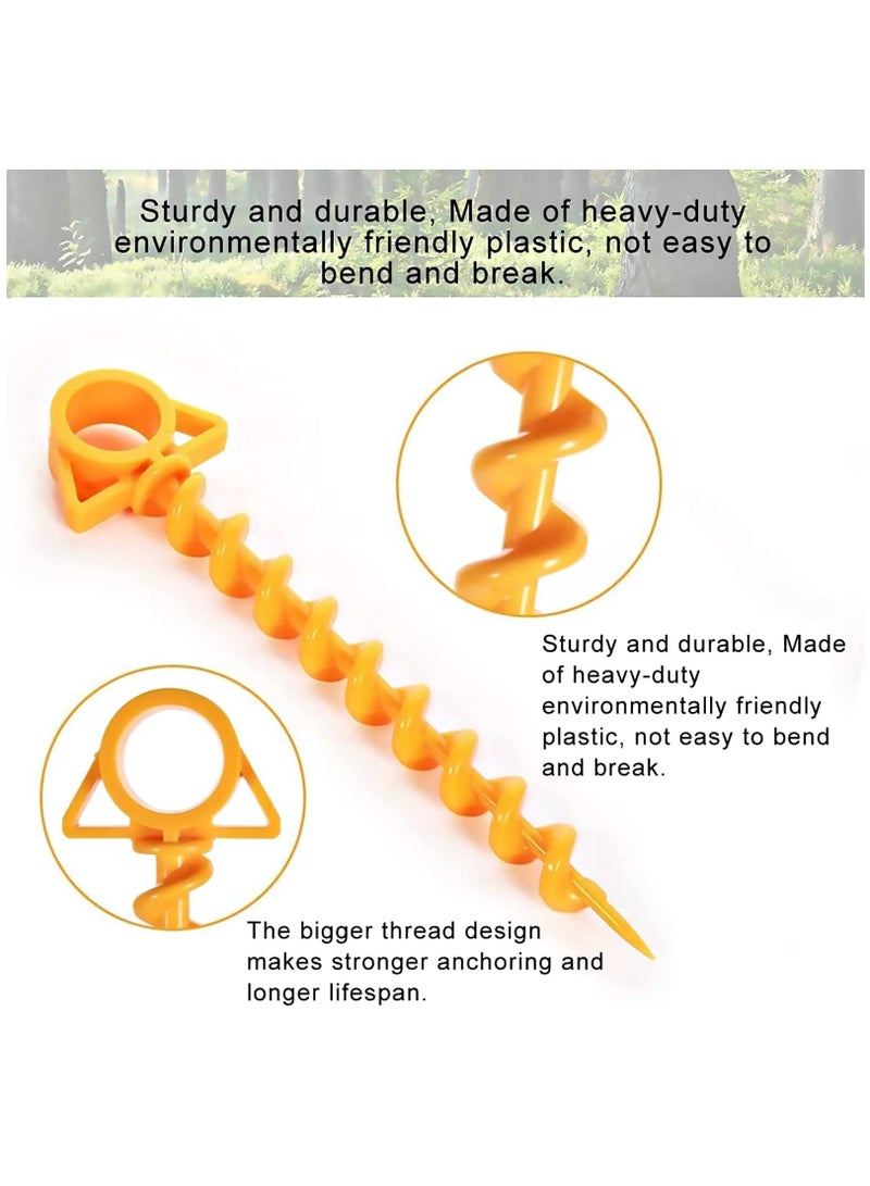 Tent Pegs Beach Stakes for Canopy Screw Ground Anchor Nail Plastic Tent Stakes Bounce House Stakes Heavy Duty Camping Stakes for Camping, Rain Tarps, Hiking, Gardening (28cm×7cm) 4 Pcs