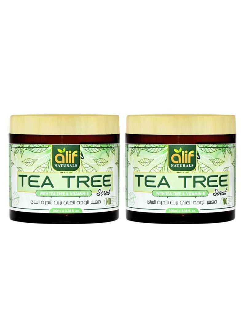Alif Naturals Tea Tree Face & Body Scrub with Tea Tree Oil for Men & Women - 100ml | Deep Cleansing & Gentle Exfoliation | Removes Tan, Dead Cells, Anti Acne | All Skin Types