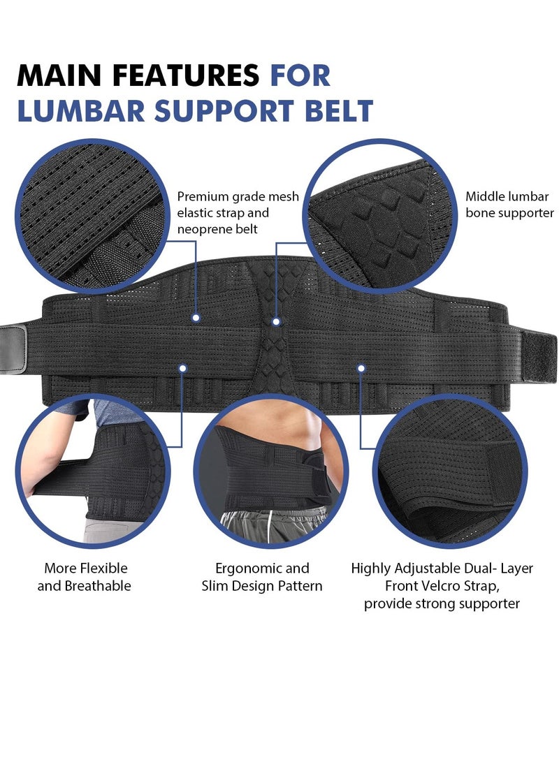 Lumbar Support Belt, Elastic Waist Belt Can Be Freely Adjusted Compression Lumbar Belt Breathable Elastic Movement Support Plate Relaxes the Muscles Easy to Take off and Wear Lumbar Protection (L)