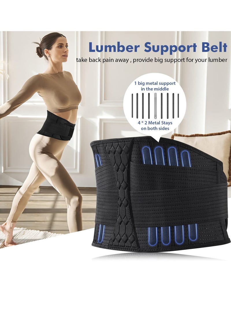 Lumbar Support Belt, Elastic Waist Belt Can Be Freely Adjusted Compression Lumbar Belt Breathable Elastic Movement Support Plate Relaxes the Muscles Easy to Take off and Wear Lumbar Protection (L)