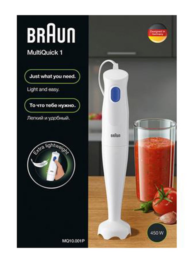 Multi Quick 1, Hand Blender, One Speed, 0.600L Beaker, Dishwasher Safe, 350 ml 450 W MQ10.001PWH White/Blue