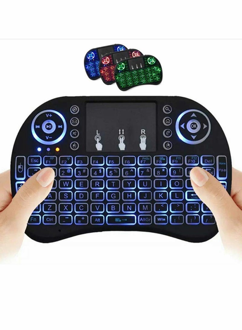 Wireless Mini Keyboard Remote Control Touchpad Mouse Combo Controller with RGB Backlit for Smart TV Android TV Box PC IPTTV 2.4GHz