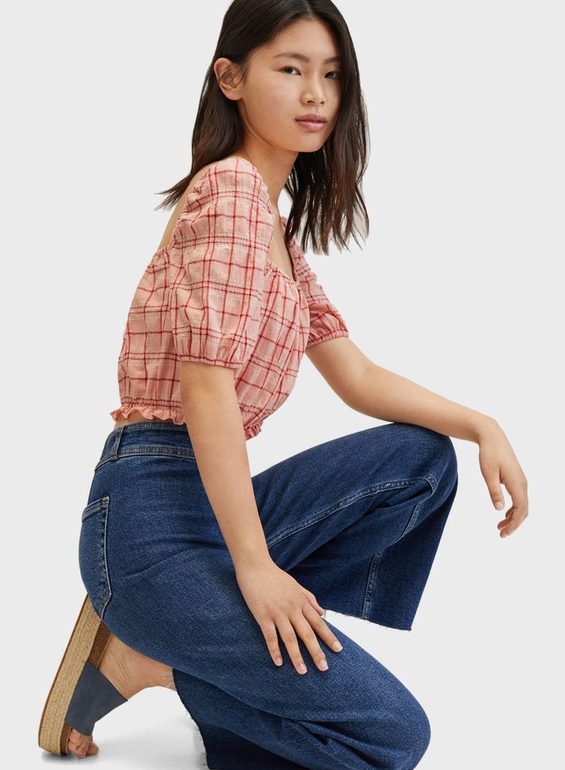 Youth Checked Cropped Top
