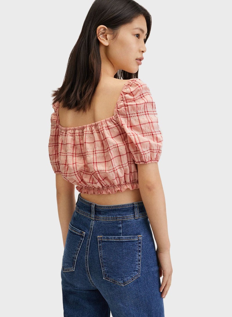 Youth Checked Cropped Top