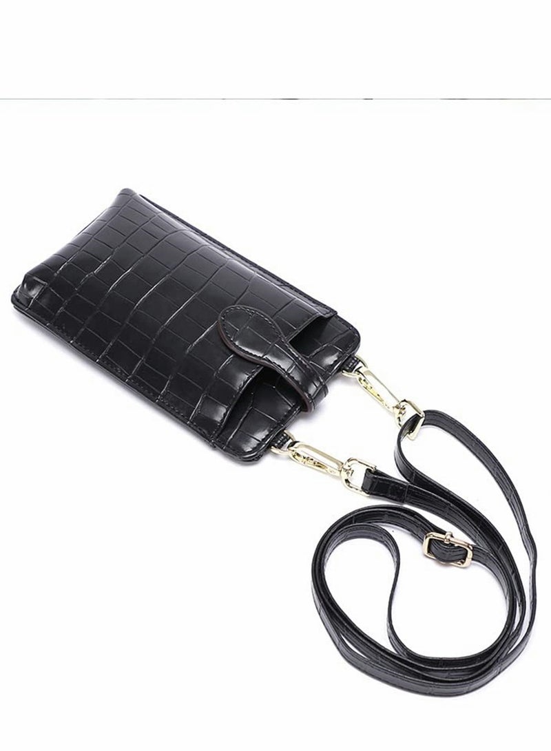 Small Crossbody Cell Phone Purse for Women Mini Messenger Shoulder Wallet Galaxy S21 FE S22 Plus S20 A53 5G A52 A11 Note 10 iPhone 13 Pro Max Google Pixel 6 OnePlus Nord N200 9 8 Blu View 2, Black