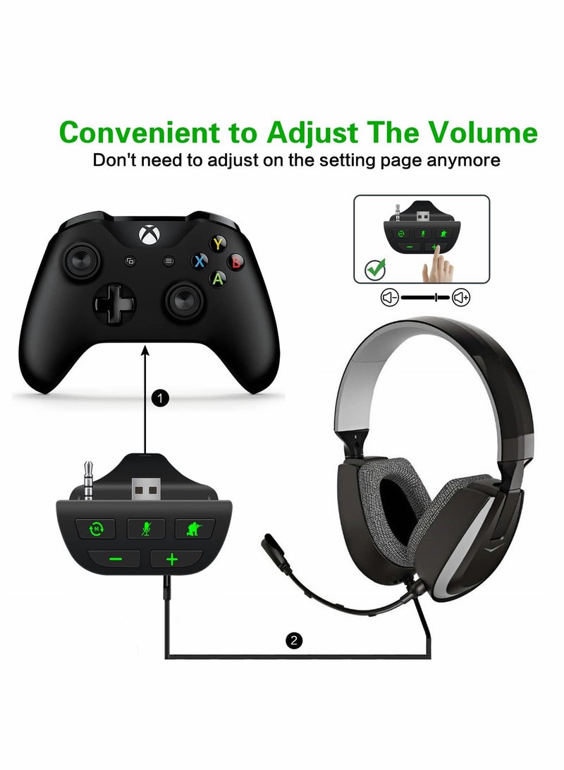 Headset Adapter for Xbox Series X/S, Stereo Headset Audio Adapter with Volume Adjustment and Scout Mode