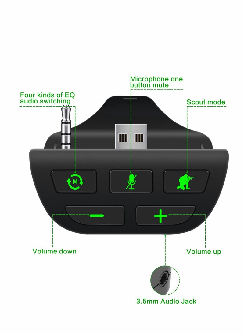 Headset Adapter for Xbox Series X/S, Stereo Headset Audio Adapter with Volume Adjustment and Scout Mode