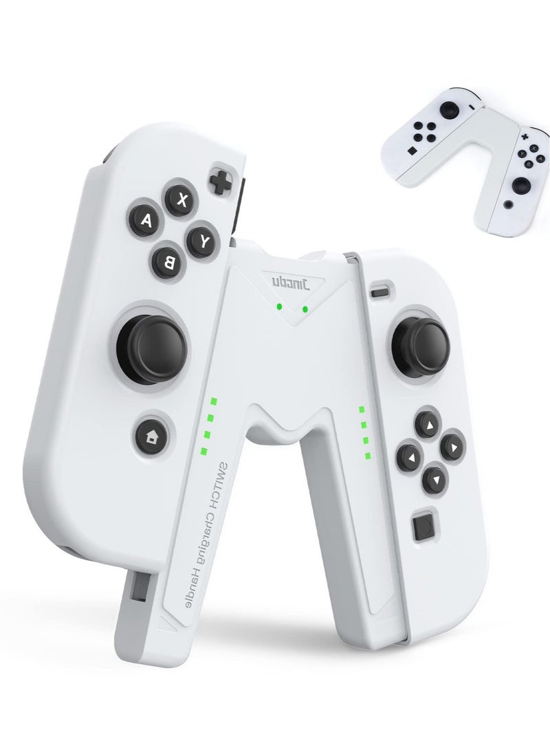 Switch Joy-Con Charging Grip,Station Controller Charger Compatible, Comfort Joycon Grip for Joy-con,Speed Charge While Play (White)