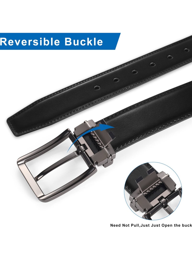 Men's Belt, Reversible Leather Belt, Mens Belt Full Grain Genuine Leather Belts, 1 3/8