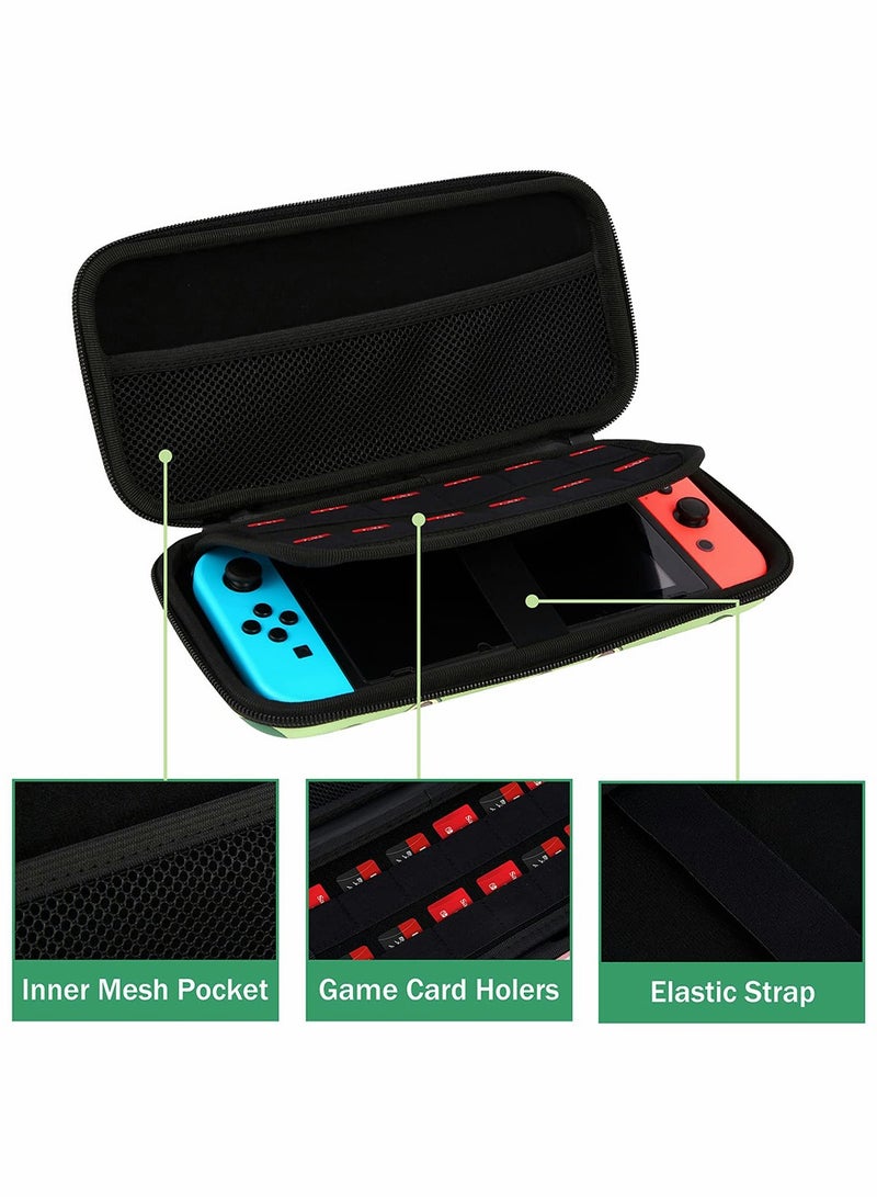 Storage Bag Case for Nintendo Switch Game Console, Cartoon Avocado Cute Hard Portable Travel Carry Case with 12 Game Card Slots, Inner Storage Bag for Joy-Con & Accessories