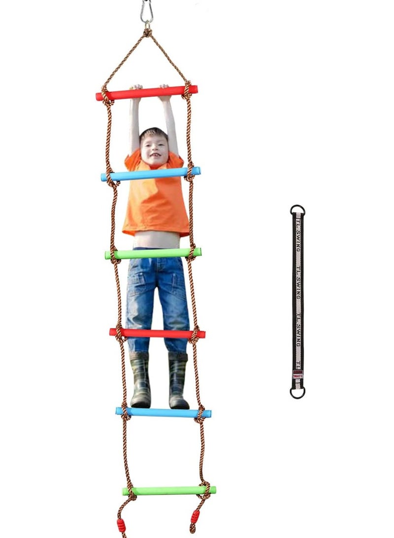 RBWTOYS 6.6 Ft Climbing Rope Ladder for Kids, Climbing Ladder Hanging Rope Ladder for Indoor Play Set and Outdoor Tree House, Playground Swing Set and Ninja Slackline