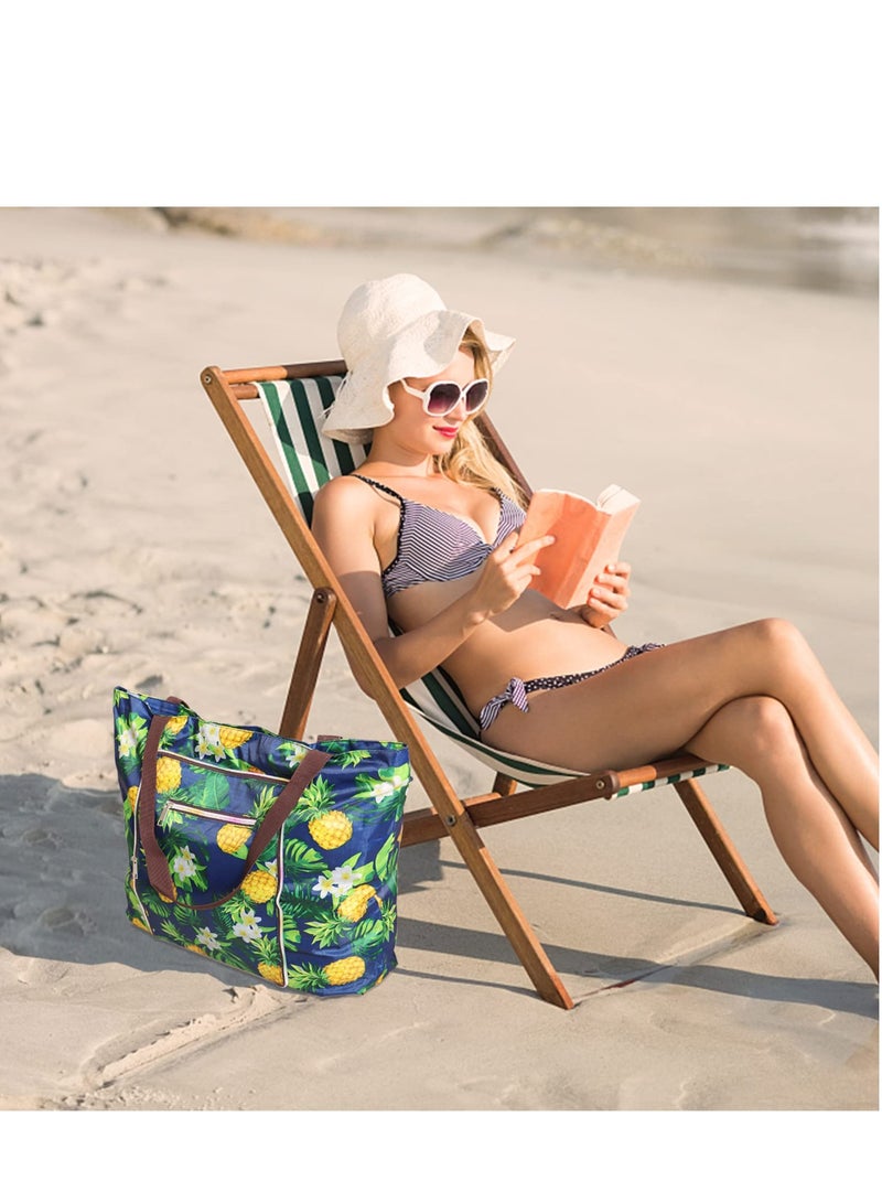 Beach Bags for Women, Women canvas Tote Bag, Canvas Bag with Zipper for Beach Travel Pool Shopping