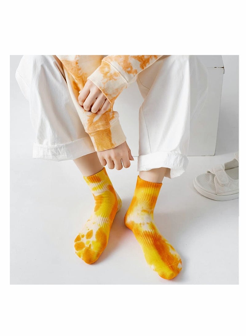 Tie Dye Elastic Socks, Colorful Patterned Funny Casual Crew Cotton Socks for Women Men Girls and Boys