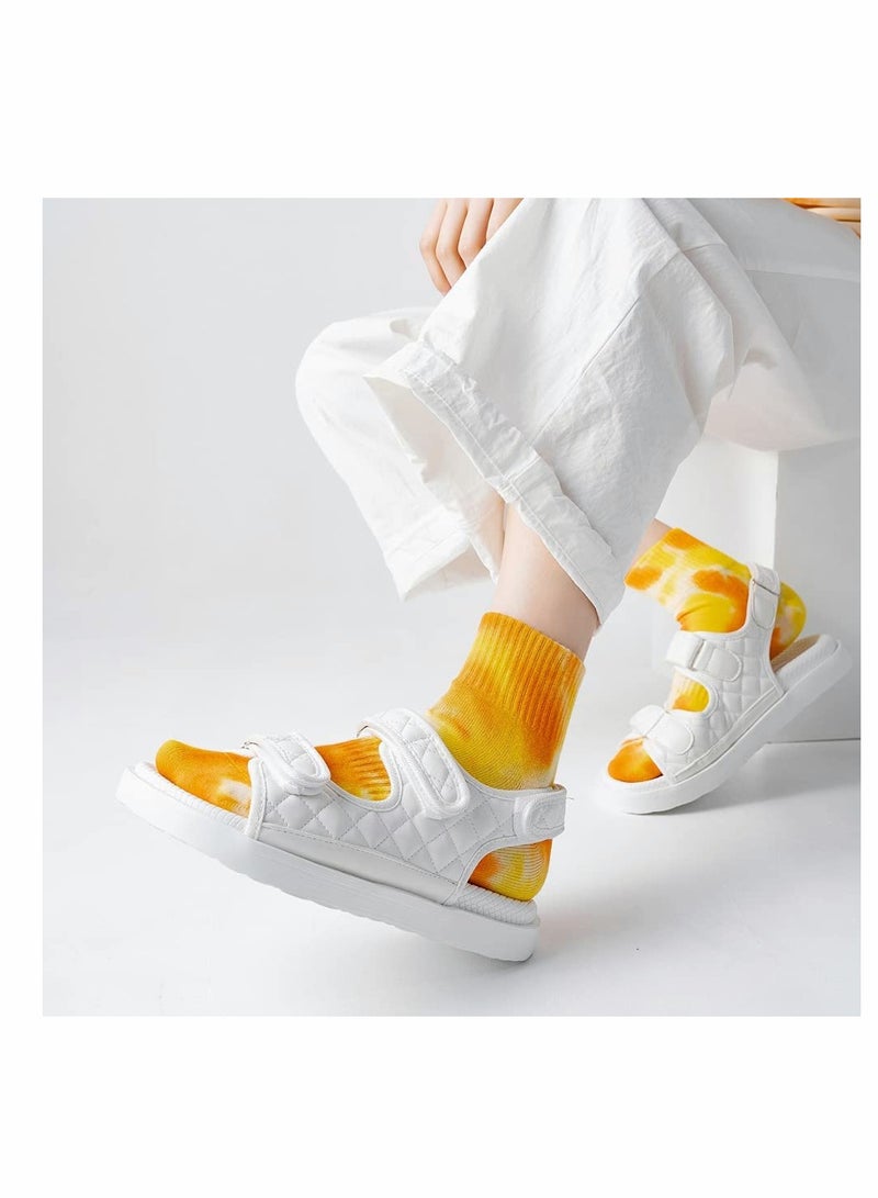 Tie Dye Elastic Socks, Colorful Patterned Funny Casual Crew Cotton Socks for Women Men Girls and Boys