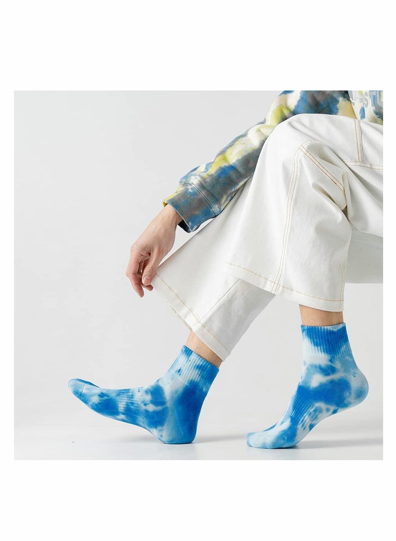 Tie Dye Elastic Socks, Colorful Patterned Funny Casual Crew Cotton Socks for Women Men Girls and Boys