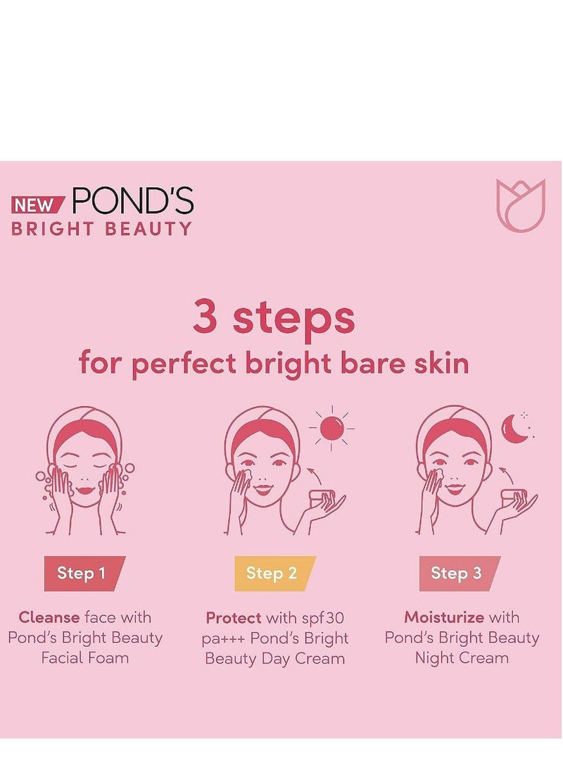 Bright Beauty Essentials, Serum Whip Facial Foam 100g, Brightening Day Cream 50g, and Night Cream 50g, for brighter, nourished skin, Set of 3