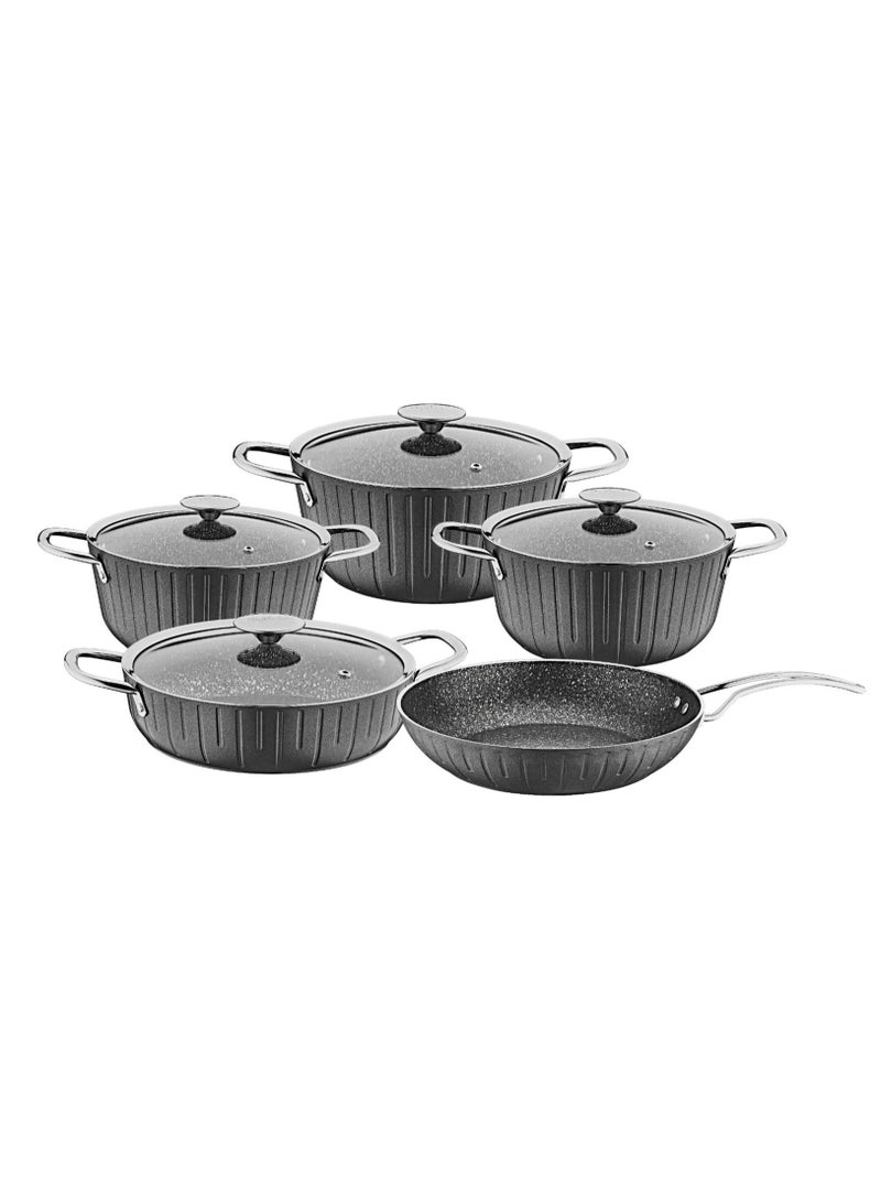 COLONNA  9PCS COOKWAR SET GREY COLOR-MADE IN TURKEY