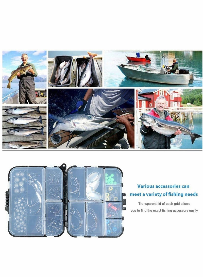 155 Pcs Carp Fishing Tackle in Box, Fishing Accessories Kit Including Fishing Hooks, Safety Clips Hooks, Fishing Line Beads, Boilie Stops, Sea Beans, Tubing and other Accessories